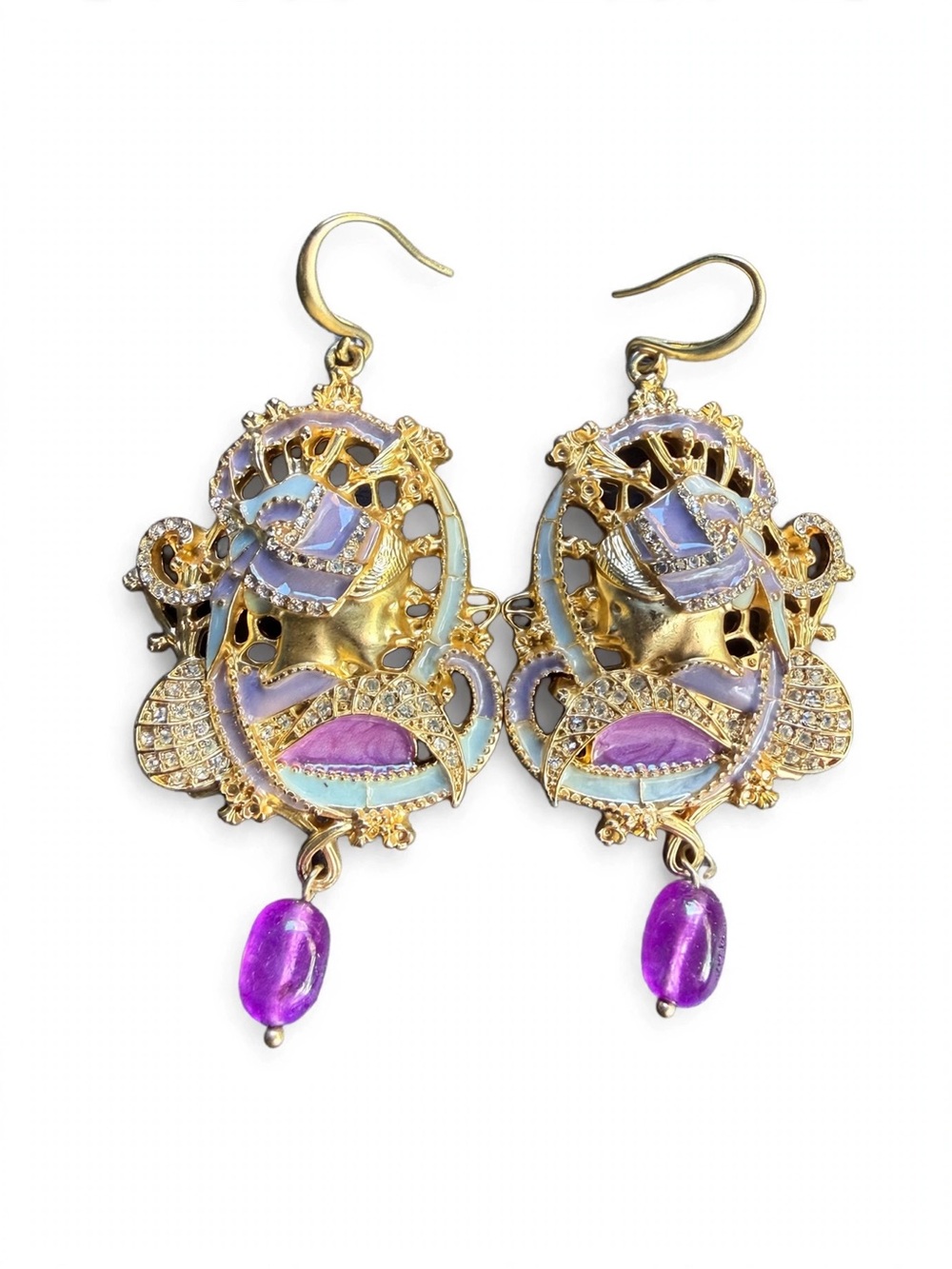 New Earrings Gold-Tone Art Nouveau Filigree Dangle For women E074